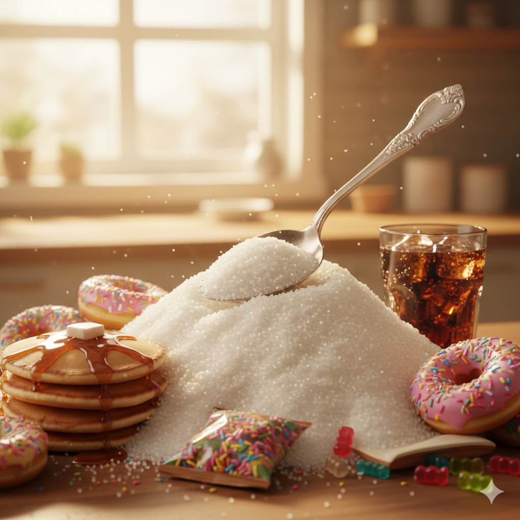 음식 등에 설탕이 들어가는 사진