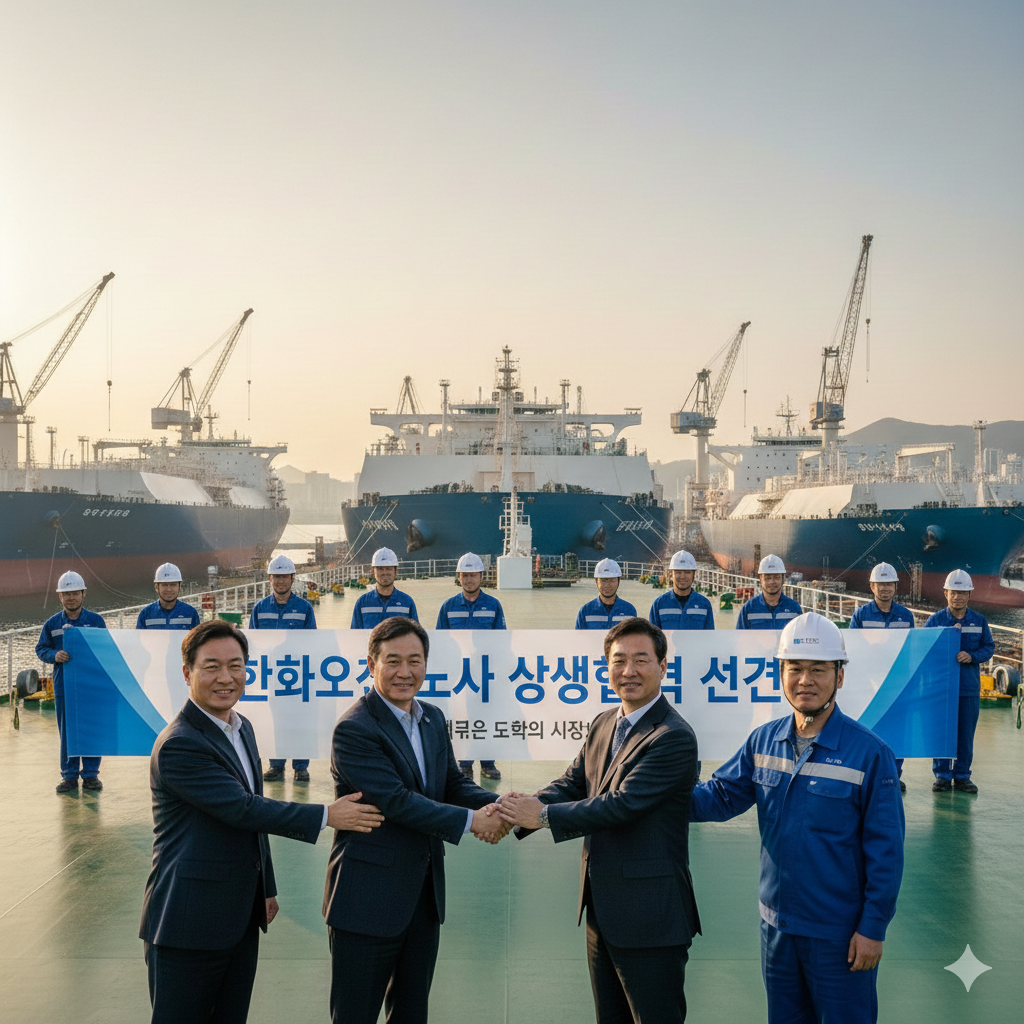 한화오션 노사 상생협력을 선언하는 사진